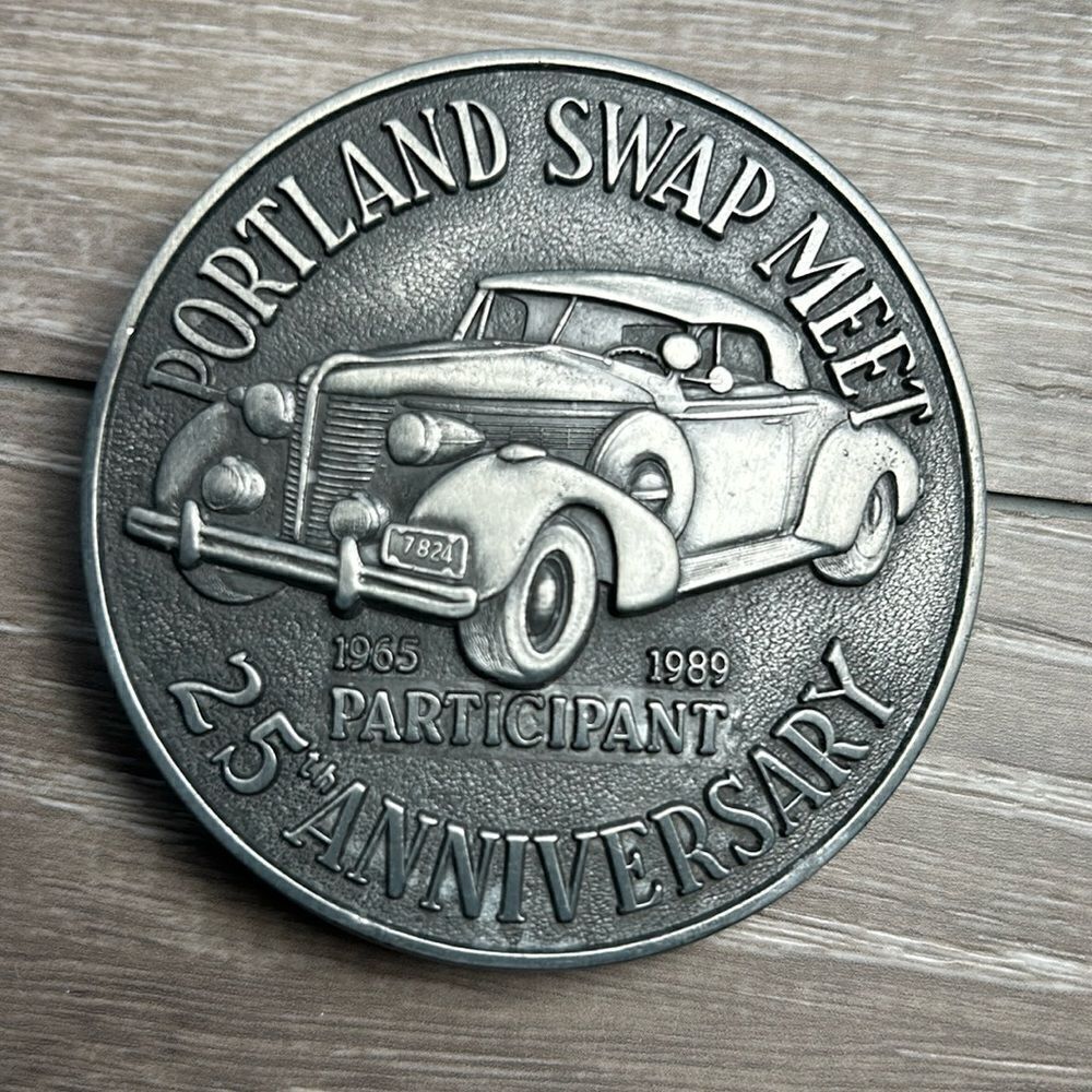 Portland Oregon swap meet 25th annual antique car club buckle